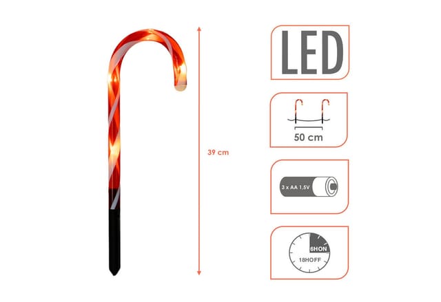 Led Zuckerstange Leuchtstecker 39 Cm Mit Timer - 5er Set - Weihnachts Gartenstecker Warm Weiß Beleuchtet Batterie Betrieben - Winter Garten Deko Leuchtstecker Außen Batterie Betrieben