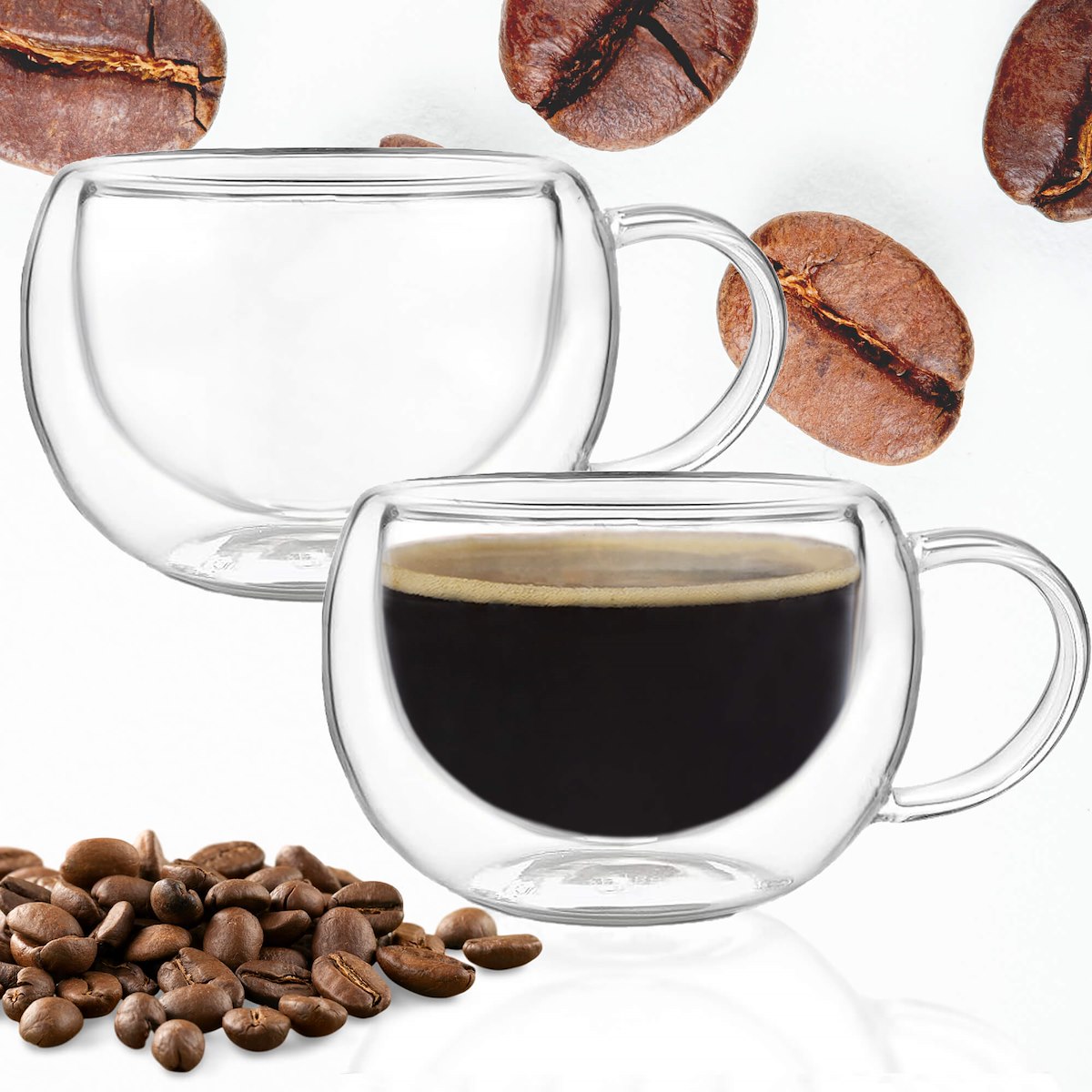 2x Thermoglas Mit Henkel 300ml Für Kaffee Latte Tee Tasse Set