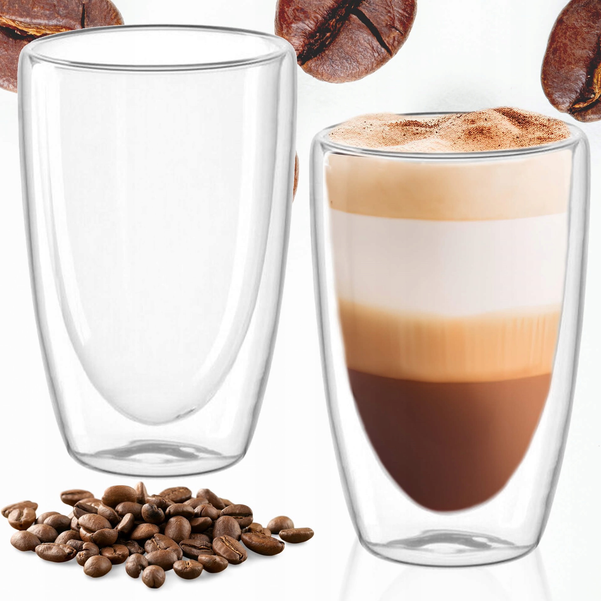2x Thermoglas Für Latte Kaffee Tee Mit Doppelbodem 480ml Geschenk