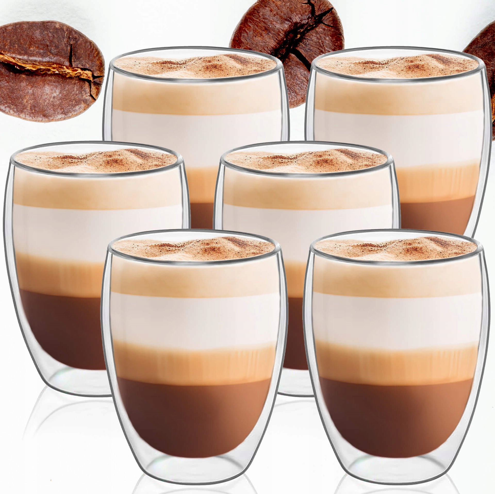 6x Thermoglas Für Kaffee Latte Tee Mit Doppelbodem 350ml Geschenk