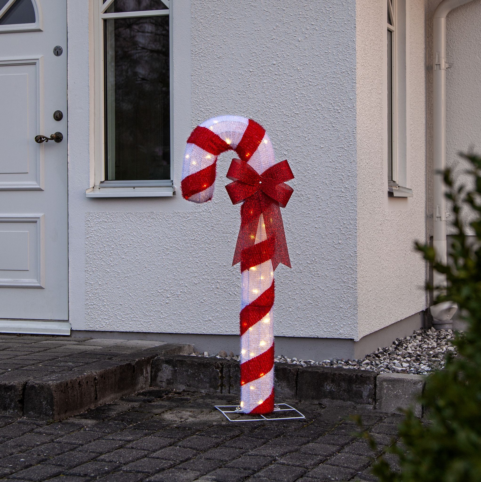 Led-dekoration "candycane", Zuckerstange, 80 Warmweiße Led, Weiß/rot, Ca. 45x120 Cm