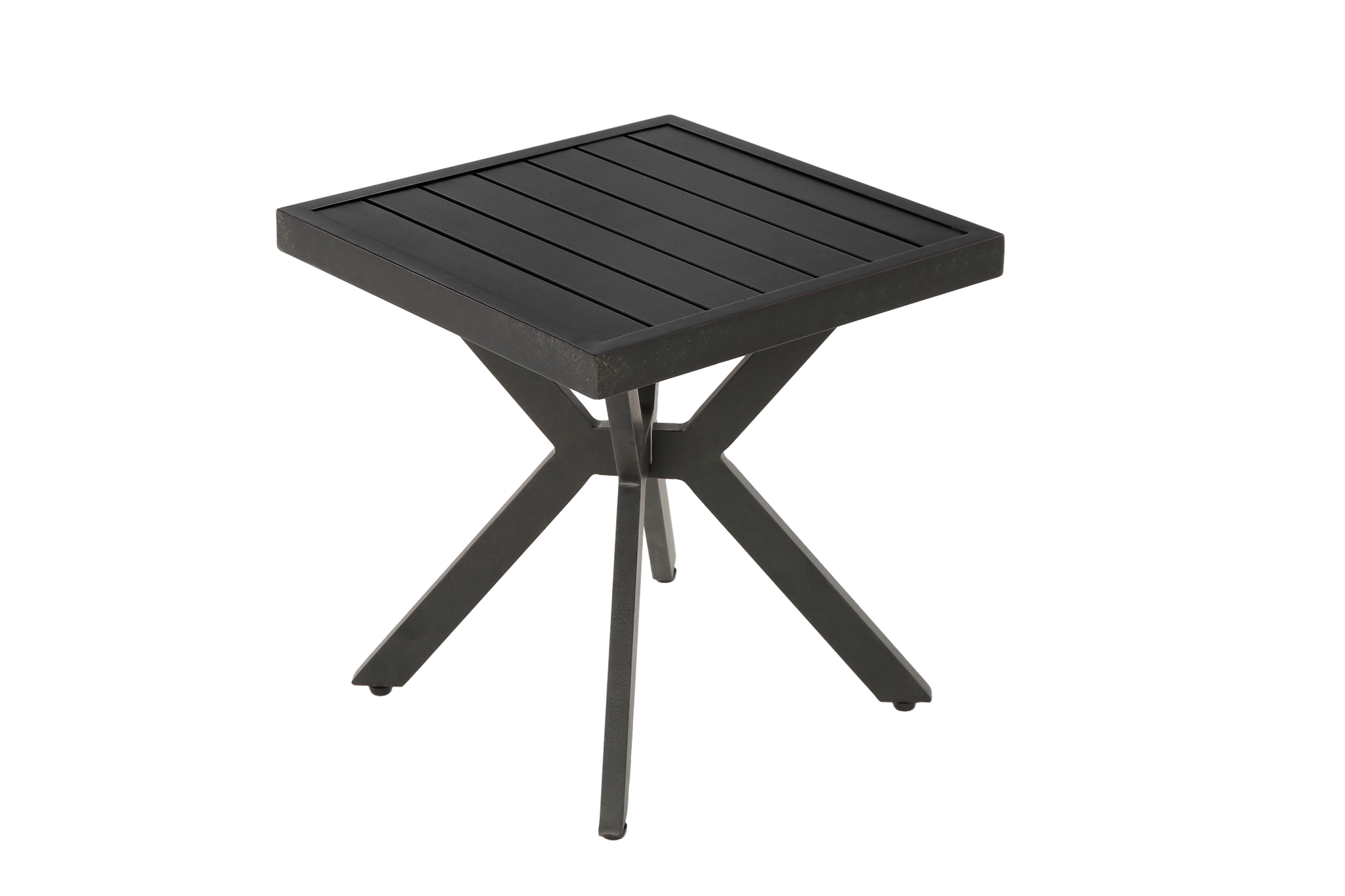 Garten Beistelltisch Quadratisch Aus Aluminium Mit Tischplatte, Für Terrasse Und Patio, Dunkelbraun, 45 X 45 X 47 Cm