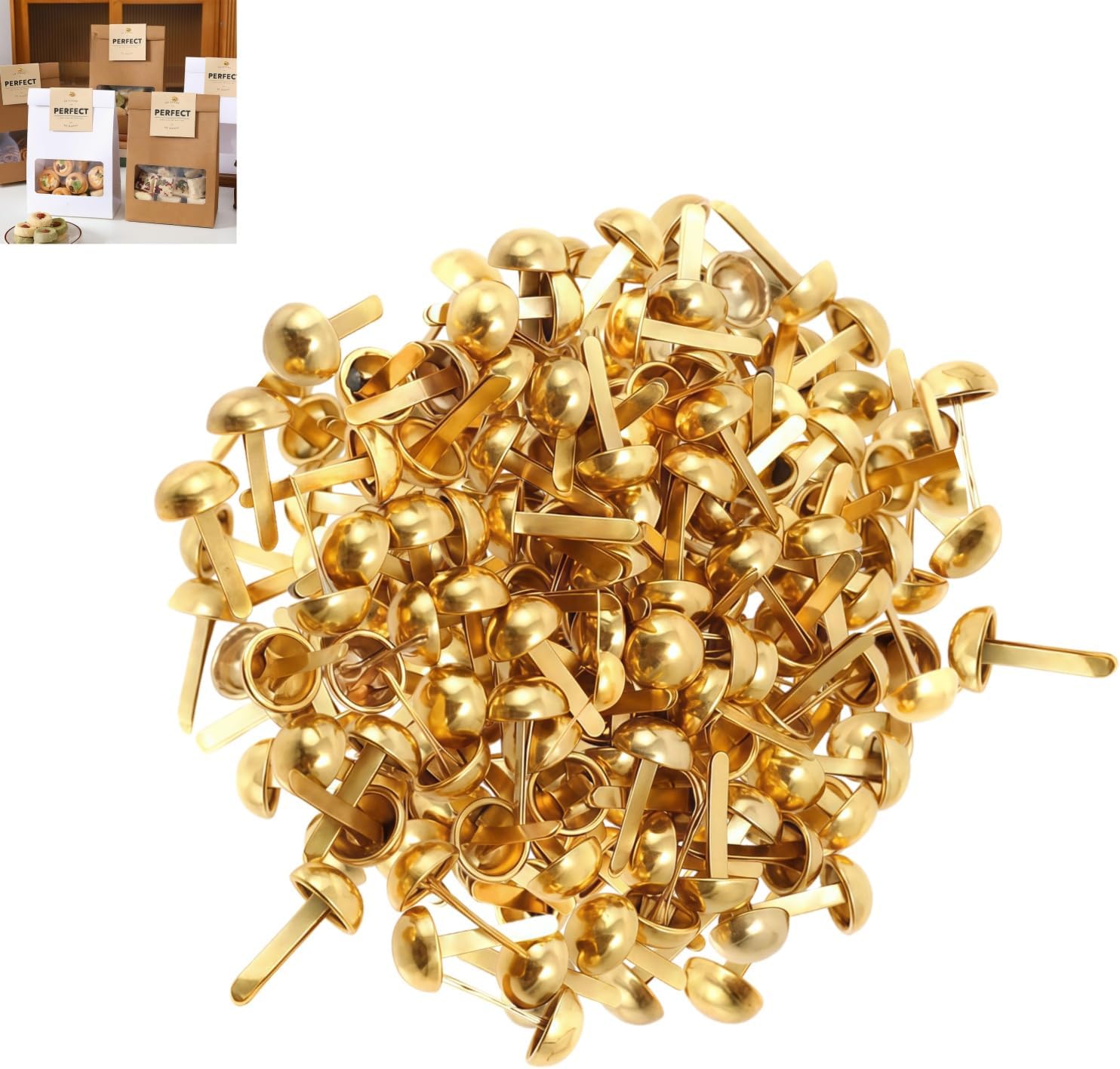 200 Goldene Metallklammern (pariser Klammern) — 8 Mm Runde Mini-klammern Für Scrapbooking, Bastelarbeiten, Schulprojekte, Papier-diy, Karten, Alben Und Künstlerbedarf