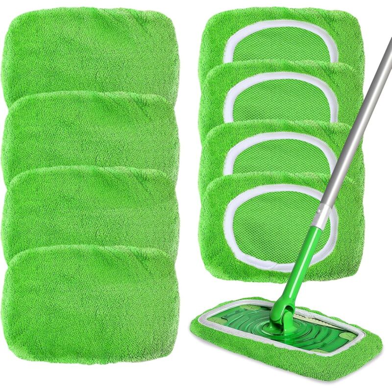 8-teiliges Set Feuchttücher Für Wischmopps — Waschbare Mikrofaser-ersatzbezüge Für Swiffer — Nachfülltücher Für Die Feucht- Und Trockenanwendung (grün)