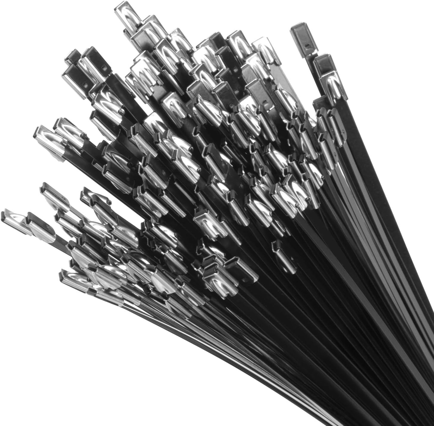 20 Stück Schwarze Metall-kabelbinder, 200 Mm X 4,6 Mm, 136 Kg Zugfestigkeit – Kabelbinder Für Auspuff-hitzeschutzband