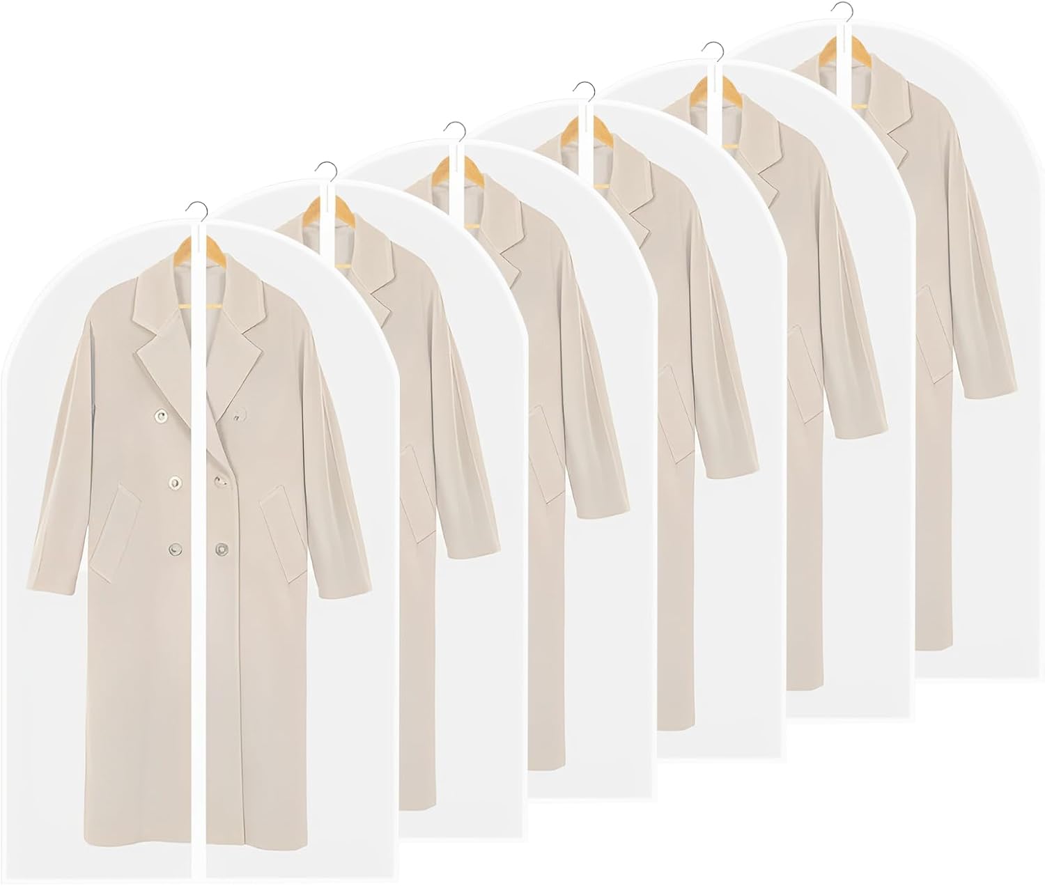Set Aus 6 Langen Kleiderhüllen – 60 X 100 Cm – Transparent, Staubdicht, Mit Reißverschluss – Für Anzüge Und Abendkleider