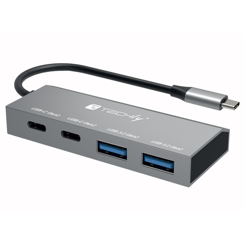 Techly Hub Usb-c 3.2 Gen 1 Dockingstation Mit 4 Usb-anschlüssen, Silber