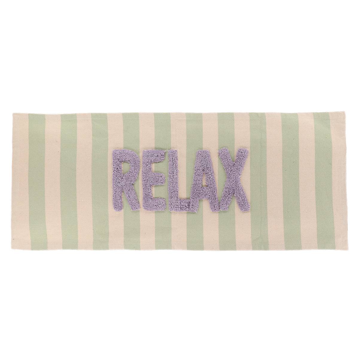 Teppich Baumwolle Beschriftung Tuftee Relax 45x120 Cm - Grün Beige - Tendance