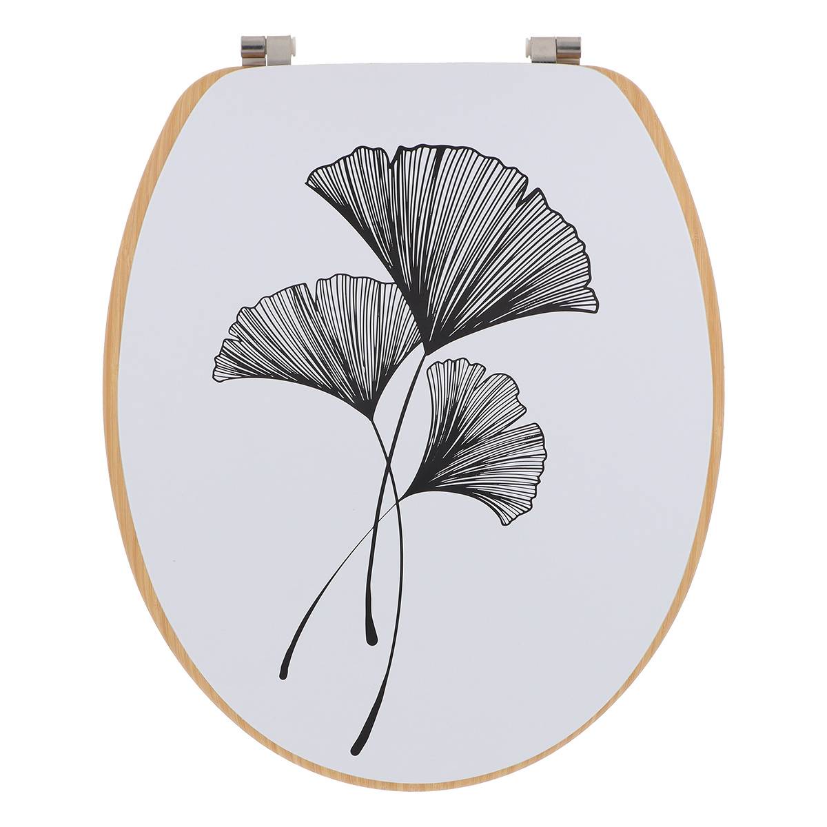 Wc-deckel Mdf 18 Zoll Deckel Design Gedruckt Sitzfläche Facon Bambus Befestigung Edelstahl - Zen Gingko - Tendance