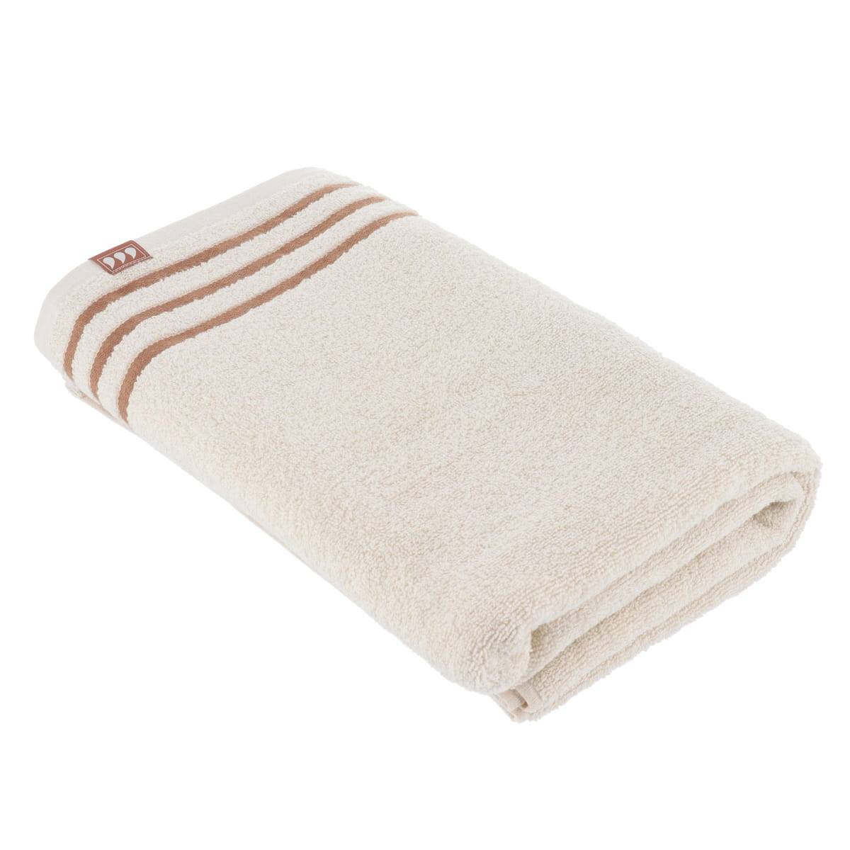 Gestreiftes Badetuch 90x150 Cm 100% Baumwolle - Elfenbein Mokka - Tendance