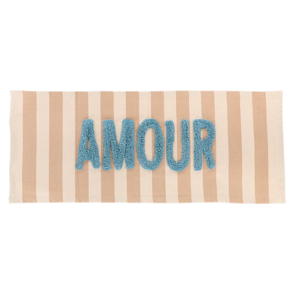 Teppich Baumwolle Inschrift Getuftet Liebe 45x120 Cm - Cappuccino Beige - Tendance