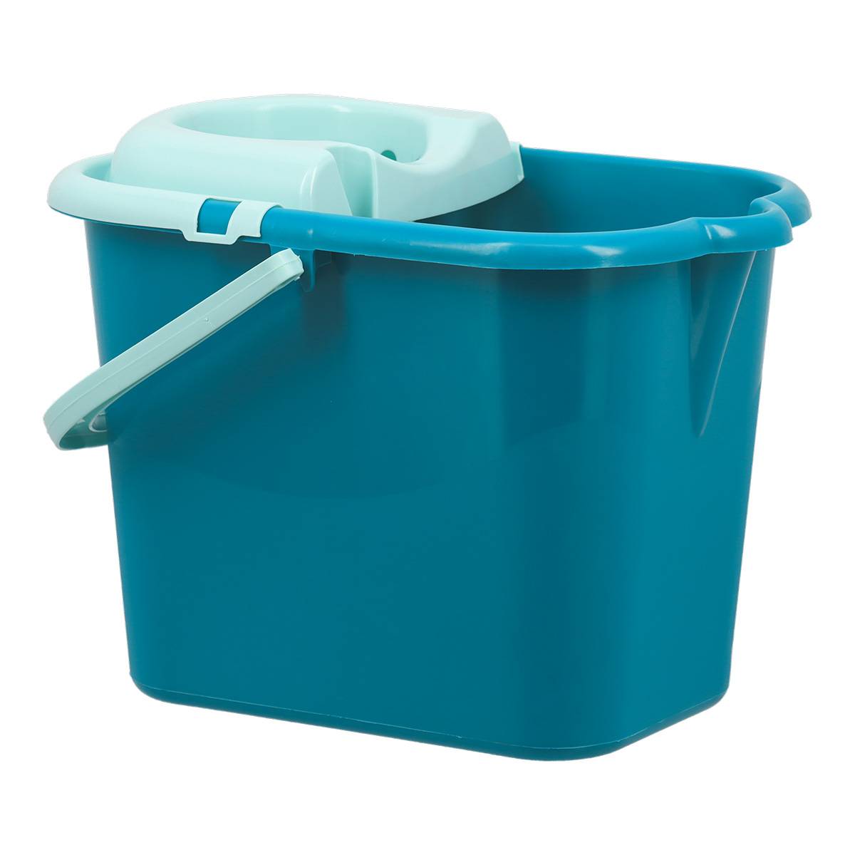 Rechteckiger Plastikeimer Mit Auswringvorrichtung, 15 L Fassungsvermögen - Blau Aqua Duck - Tendance