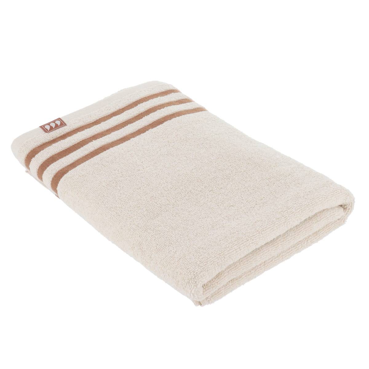 Gestreiftes Badetuch 70x130 Cm 100% Baumwolle - Elfenbein Mokka - Tendance