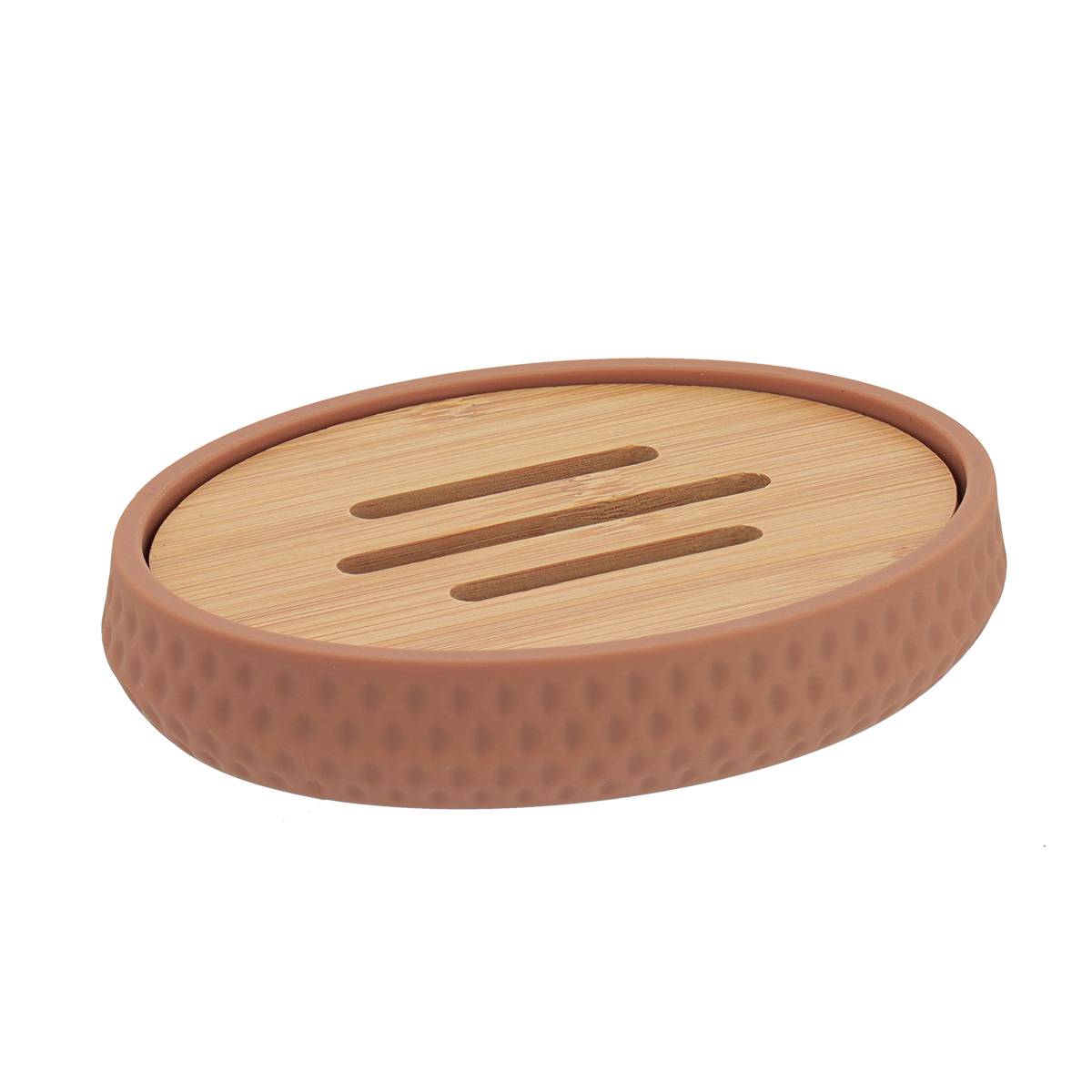 Seifenhalter Mit Wabenstruktur Abs As Effekt Rubber Bambus - Cappuccino - Tendance