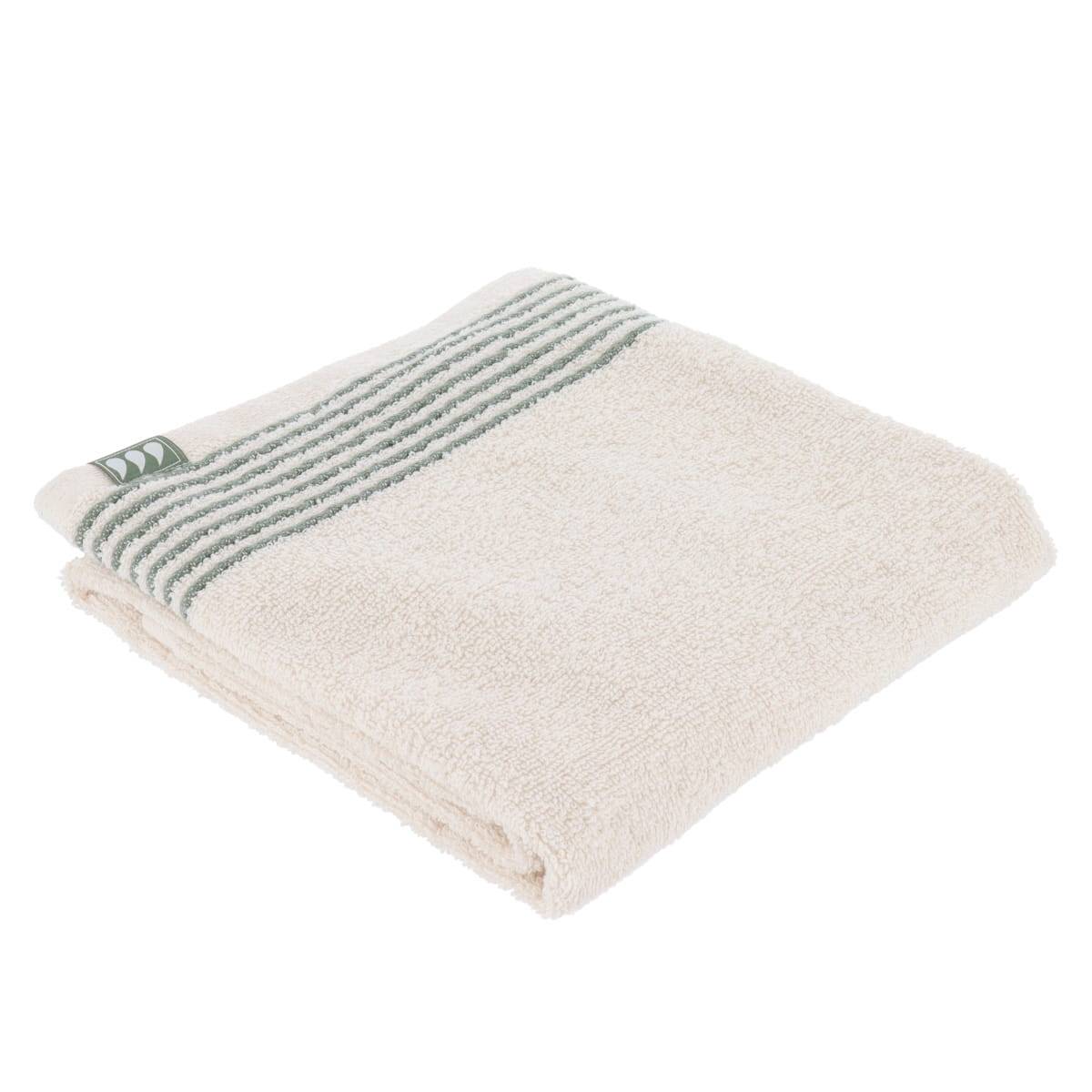 Gestreiftes Handtuch 50x90 Cm 100% Baumwolle - Elfenbein Salbeigrün - Tendance