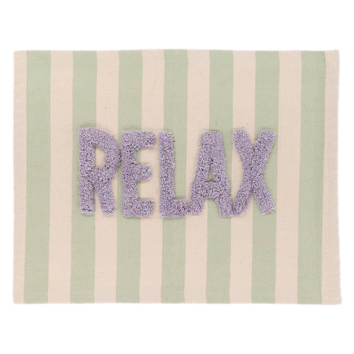 Teppich Baumwolle Beschriftung Tuftee Relax 45x60 Cm - Grün Beige - Tendance
