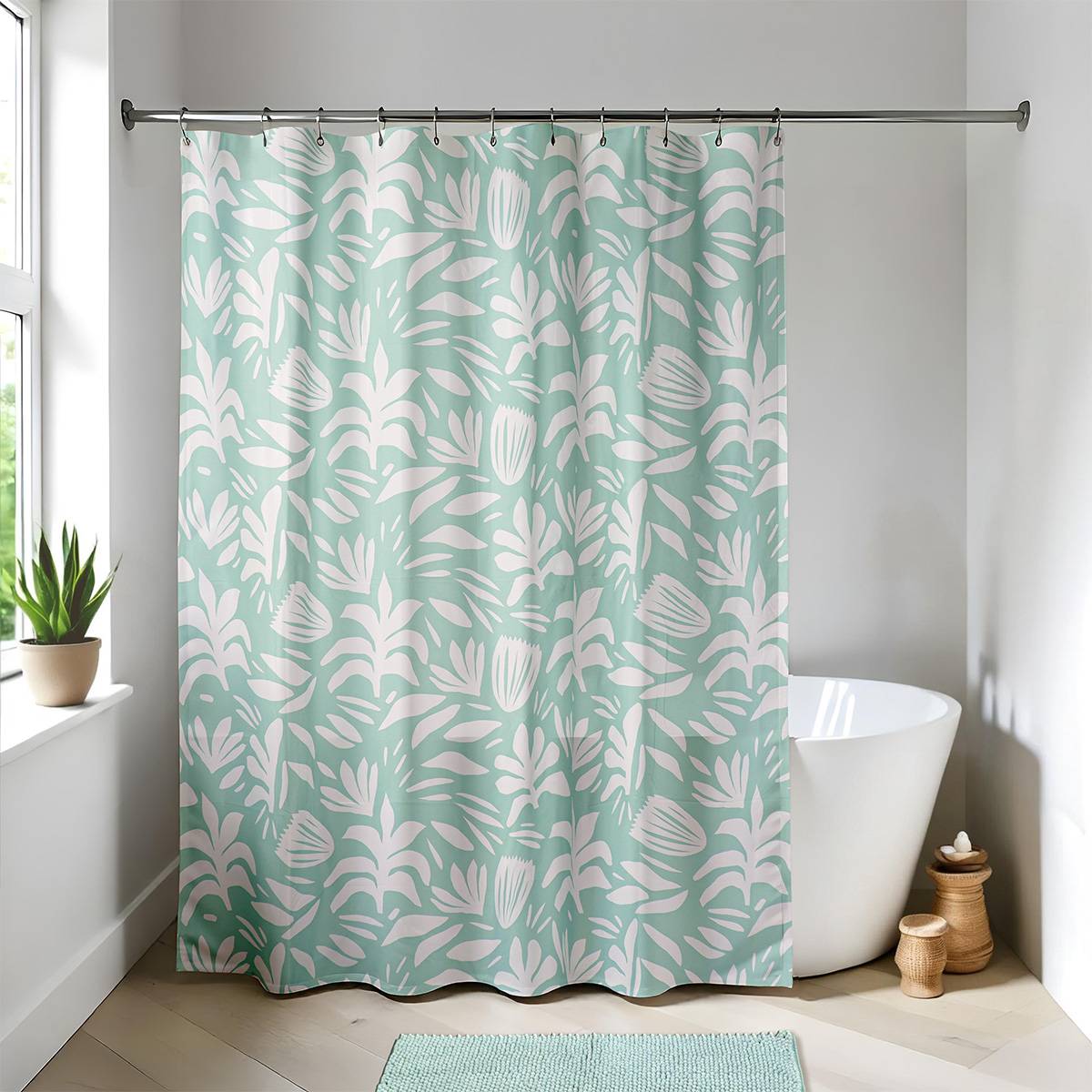 Duschvorhang Peva 180x180 Cm + 12 Ringe Weiss - Mia - Tendance
