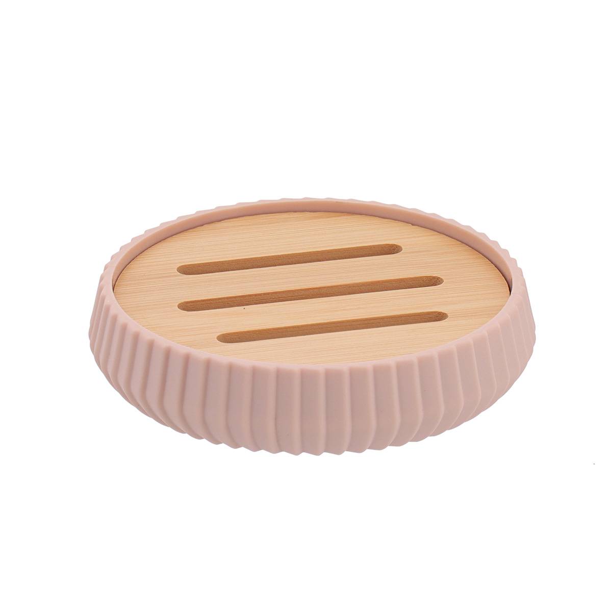 Seifenschale Strie Abs As Effekt Rubber Und Bambus - Blush - Tendance