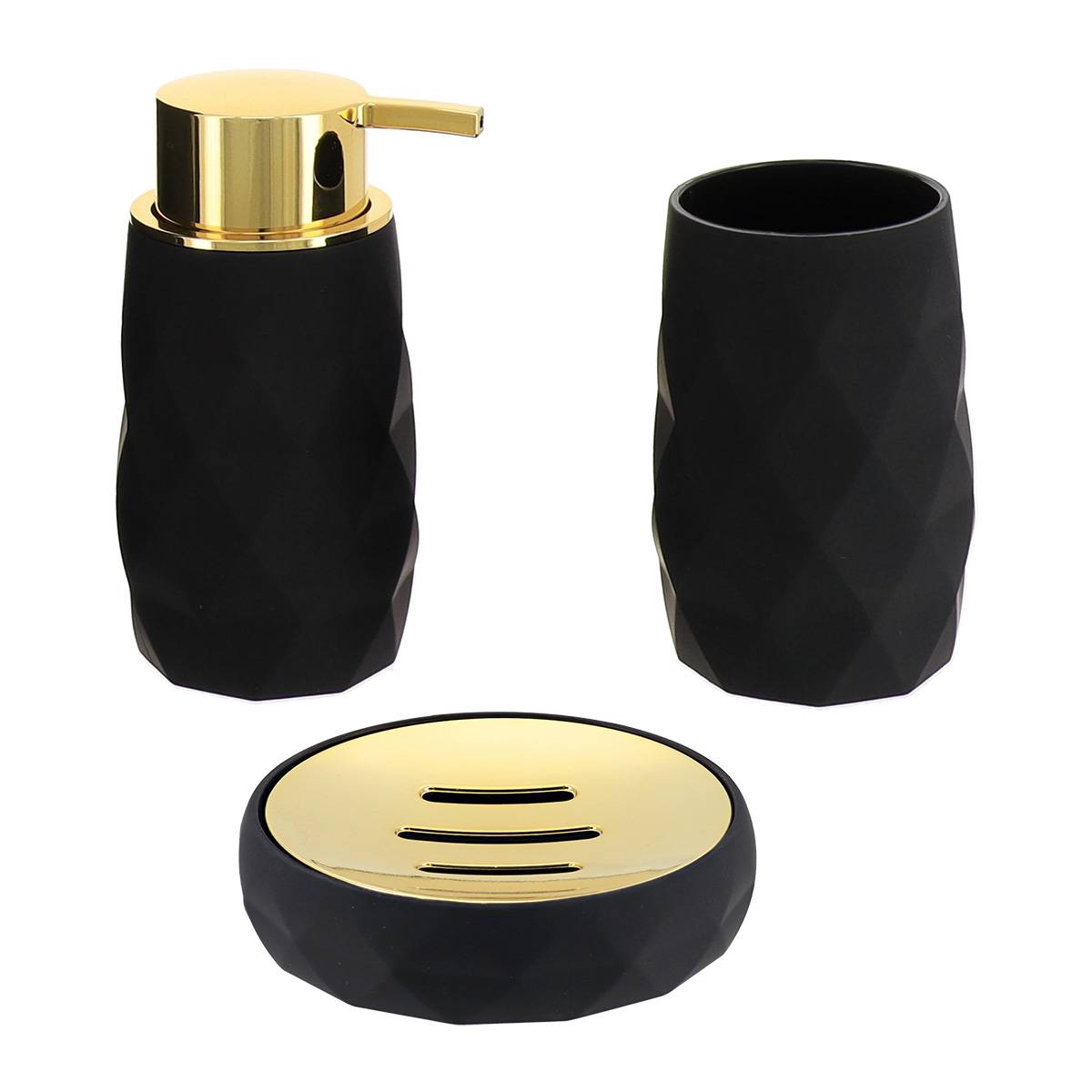 Becherset Seifenspender Und Seifenschale Abs + Rubber - Schwarz - Tendance