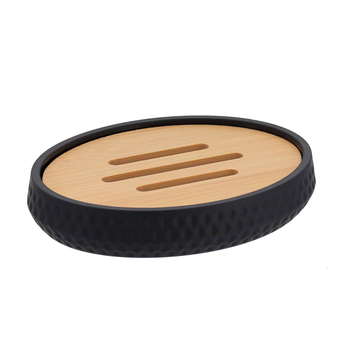 Seifenschale Mit Wabeneffekt Abs As Rubber- Und Bambuseffekt - Schwarz - Tendance