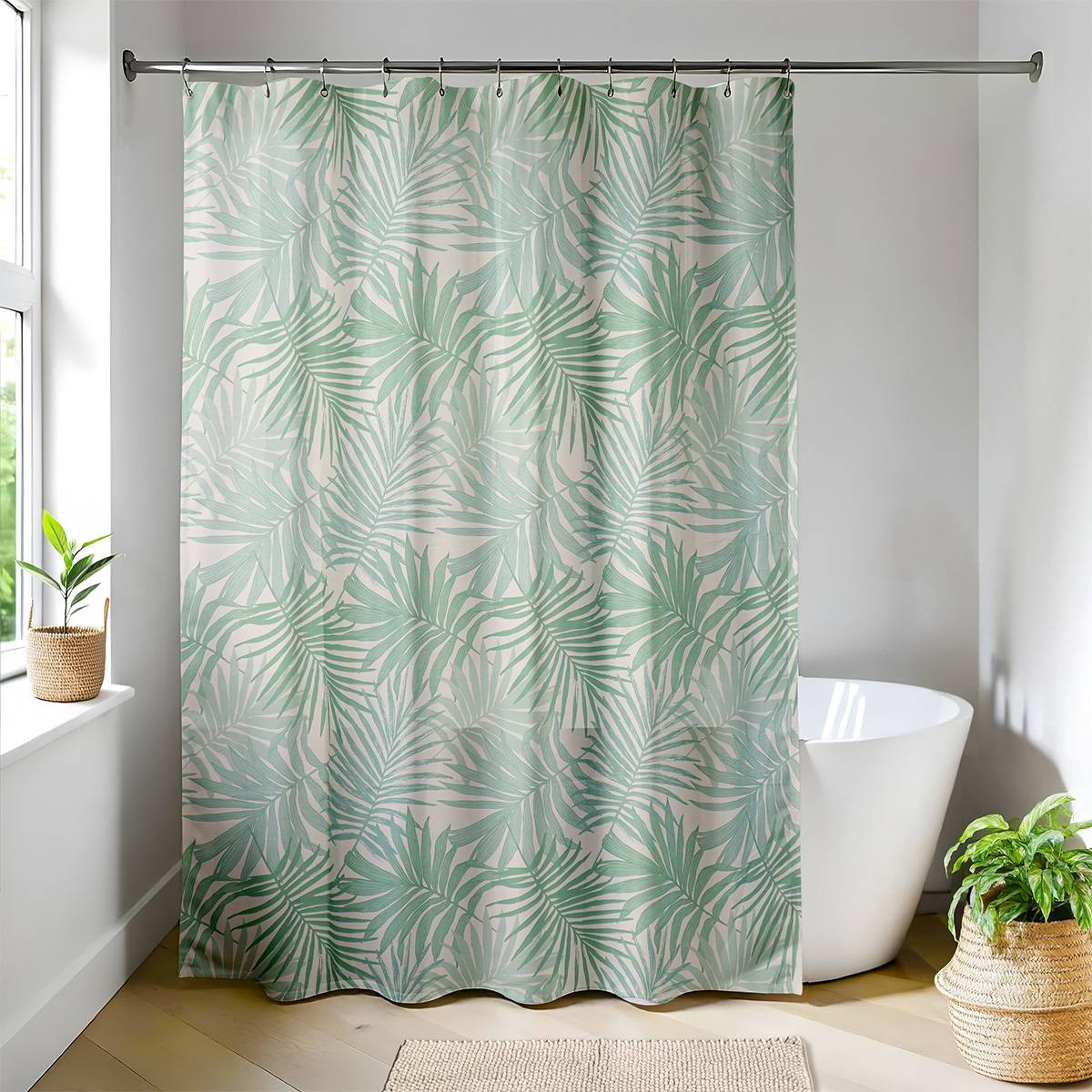 Bedruckter Polyester-duschvorhang 180x200 Cm 12 Ringe Pp Weiss - Tissia - Tendance