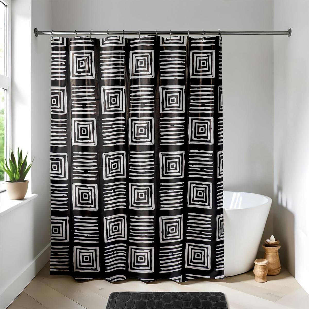 Duschvorhang Peva 180x180 Cm + 12 Ringe Weiss - Moussa - Tendance