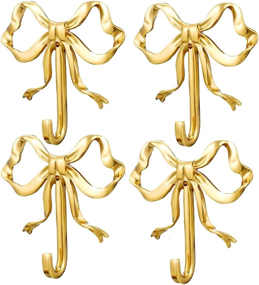 4 X Bogenförmige Wandhaken, 6,5 X 6,4 Cm, Goldfarben, Schmetterlingsförmig, Ideal Zum Aufhängen Von Mänteln, Hüten, Taschen, Handtüchern Und Kaffeetassen