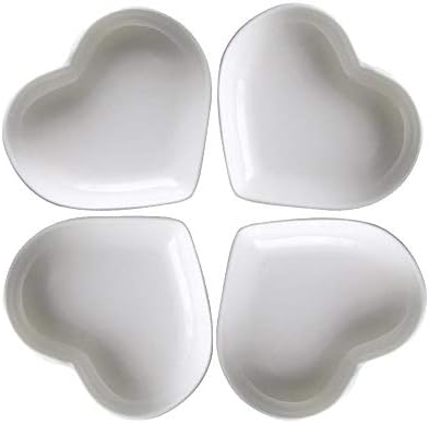 Super Süße Herz Sharpe Keramik-soße Dish, Mini Side Gewürzschale, Würze Gerichte/sushi-soja-dipping-schüssel, Snack-serviergeschirr, Liebe Porzellan Kleine Untertasse Set (4er Set) (8cm)