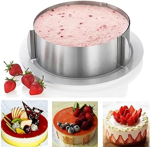 Karkar Tortenring Verstellbar 16-30cm – Tortenring Hoch 8,5cm Rostfreier Edelstahl, Cake Kreis Mit Eingravierter Skala Und Befestigungsclips Für Torten Deko