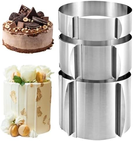 3 Stück Tortenring Verstellbar Hoch 5cm, 8cm, 15cm - Edelstahl Backring Verstellbar Ø 16-30 Cm - Backrahmen Rund - Kuchenring - Torten Ring Mit Skala Für Die Zubereitung Von Kuchen Und Torten