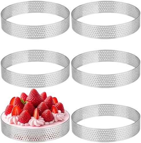 6 Stück Ø 10 Cm Dessertringe, 430 Edelstahl Tartelette Förmchen, Perforierter Crumpet Rings, Backringe Für Torten Gebäck Minikuchen Mini-pizzen Muffins