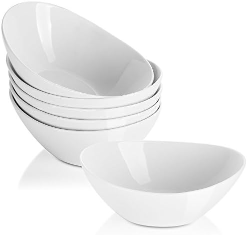 Müslischale Aus Porzellan, 475ml Keramikschale 6pcs Set, Dessertschalen, Salatschüssel Set, Suppenteller Keramik, Verwendet Für Salat, Brot, Dessert, Obst - Weiß