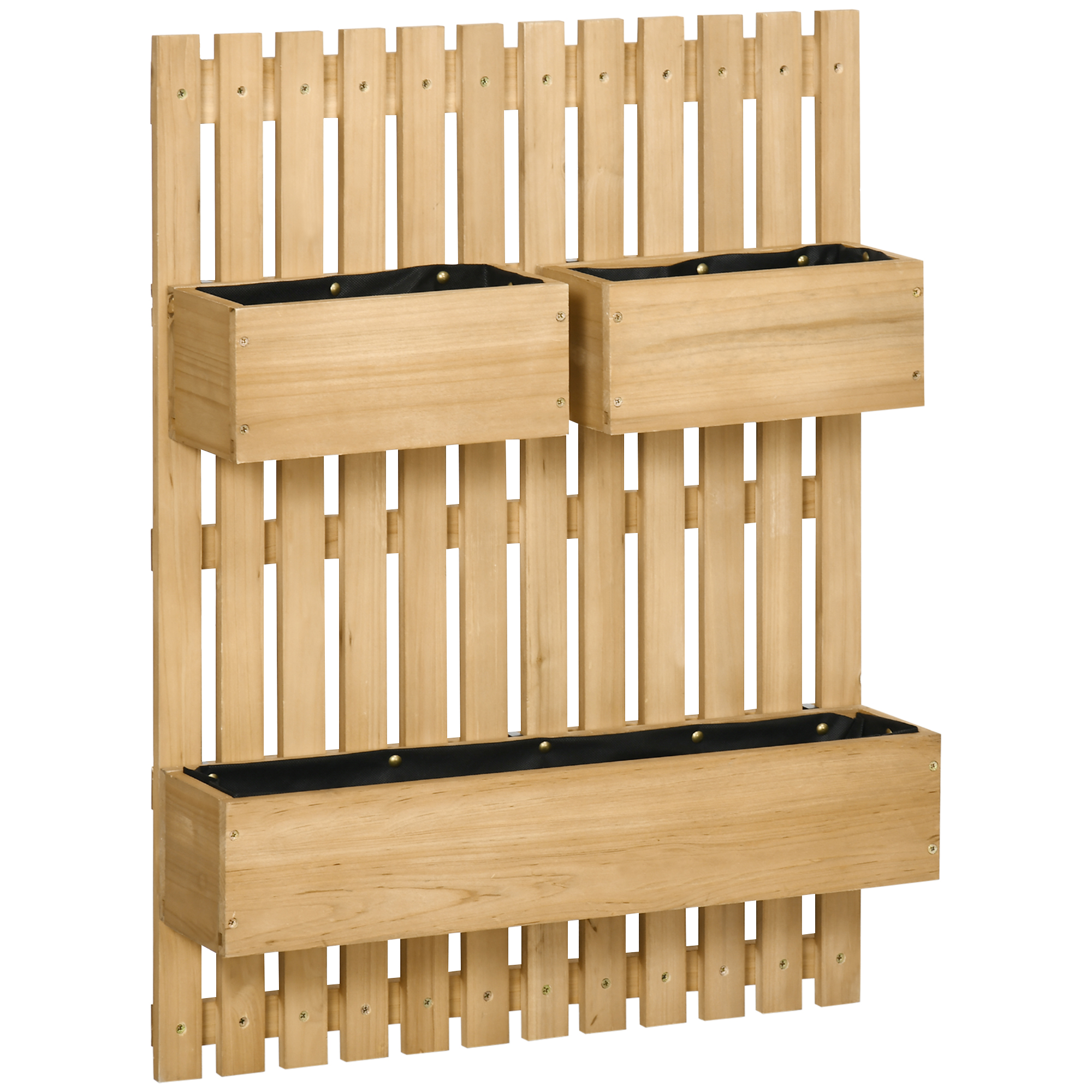 Wandmontierter Gemüsegarten-pflanzkasten Mit 3 Herausnehmbaren Massivholzschalen, 60 X 16 X 80 Cm