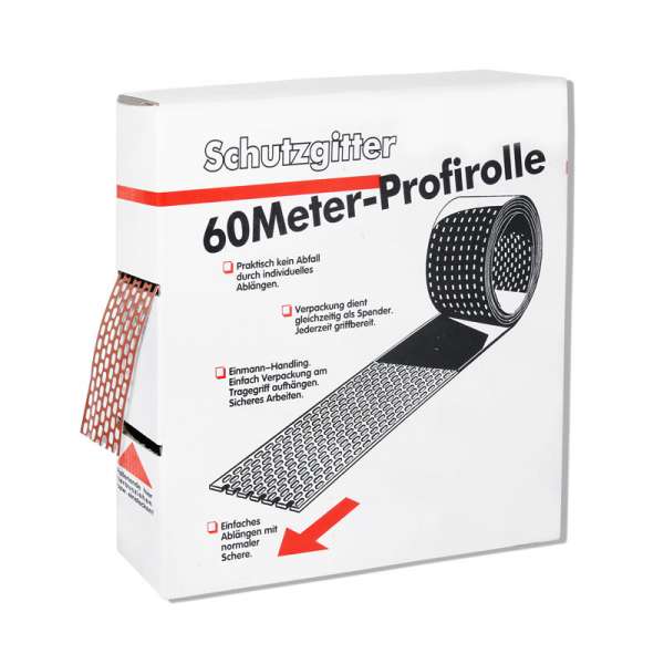 Ivt Schutzgitter-profirolle Aluminium 50mm Schutzgitter 60m Rolle Rot-schwarz