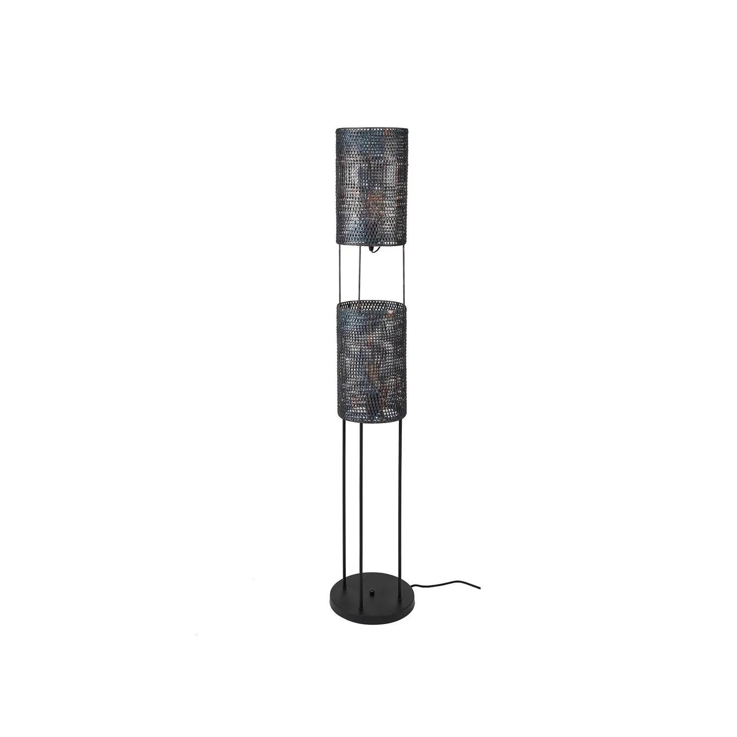 [gebraucht] B-ware Stehleuchte Stehlampe Luzien Schwarz Metall Lampe Leuchte Schalter 2 Flg 150 Cm