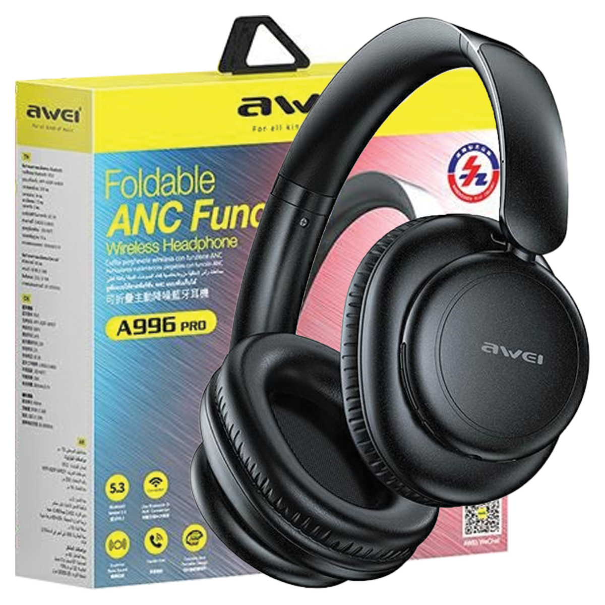 Awei A996 Pro Anc Bluetooth-over-ear-kopfhörer Schwarz