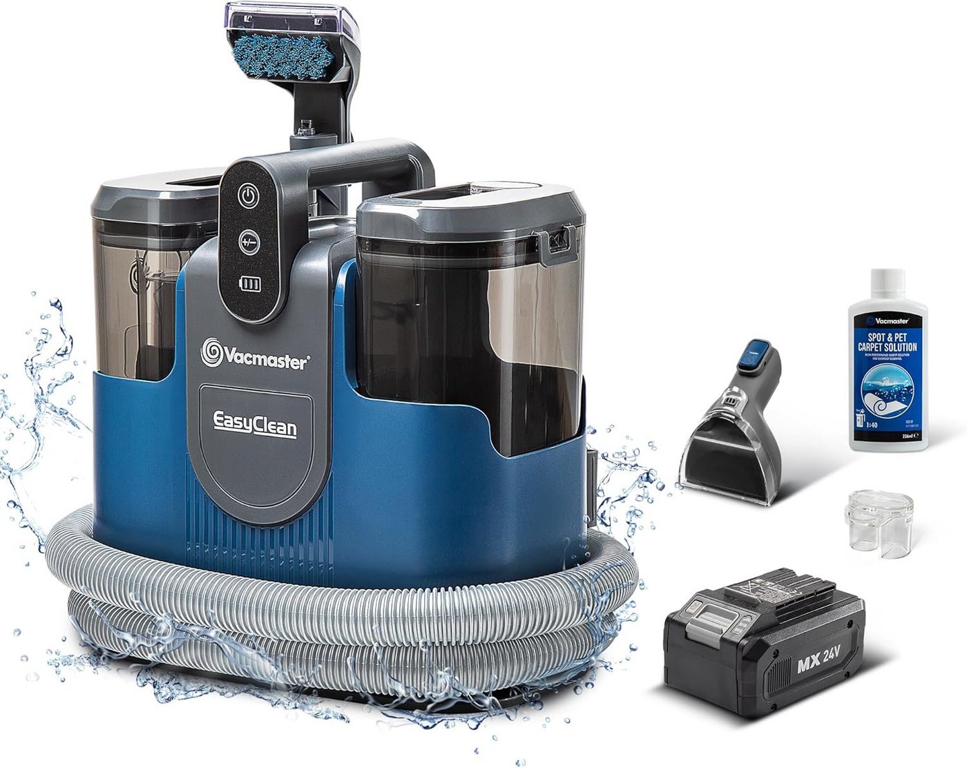 Vacmaster Kabelloser Waschsauger Teppichreiniger Fleckenreiniger Für Teppiche, Vorleger, Polster, Treppen Und Autos Nass-trocken-sauger Starke Saugkraft Wasser Waschen Dekontamination 15kpa 24v