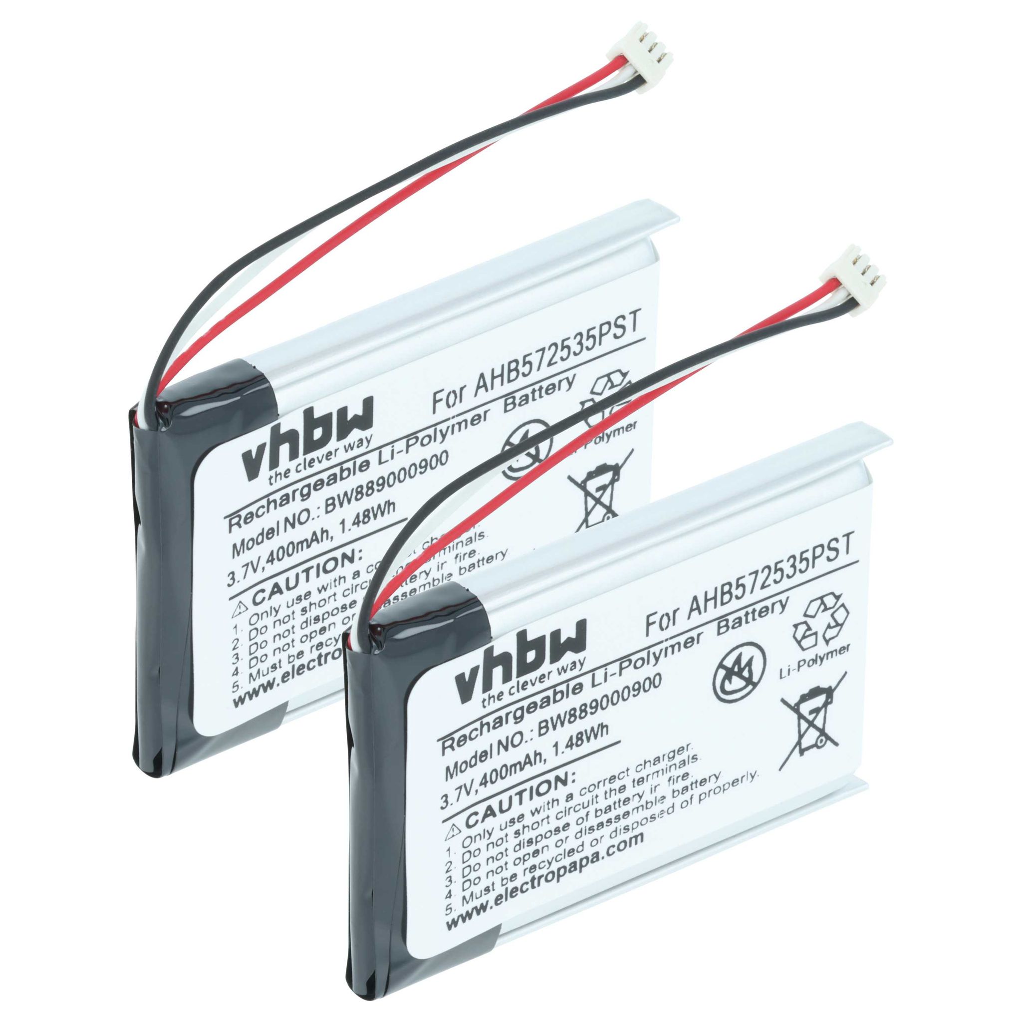 Vhbw 2x Akku Kompatibel Mit Jabra Evolve 75 Wireless Headset Kopfhörer (400 Mah, 3,7 V, Li-polymer)