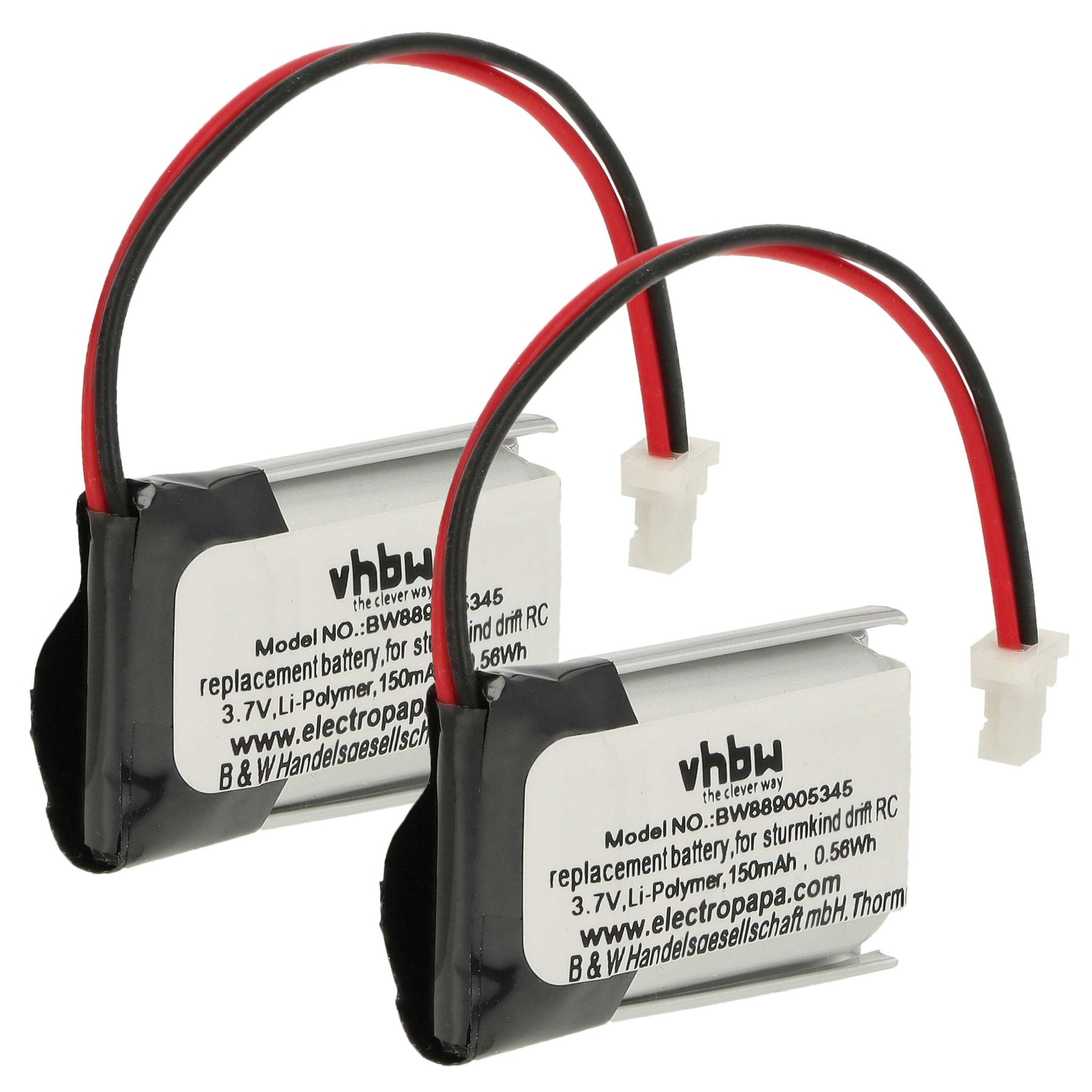 Vhbw 2x Akku Ersatz Für Sturmkind Drft 05011 Für Modellbau (150mah, 3,7v, Li-polymer, Schwarz Silber, 15 X 19 X 8 Mm, Sh1.0-2p Male)
