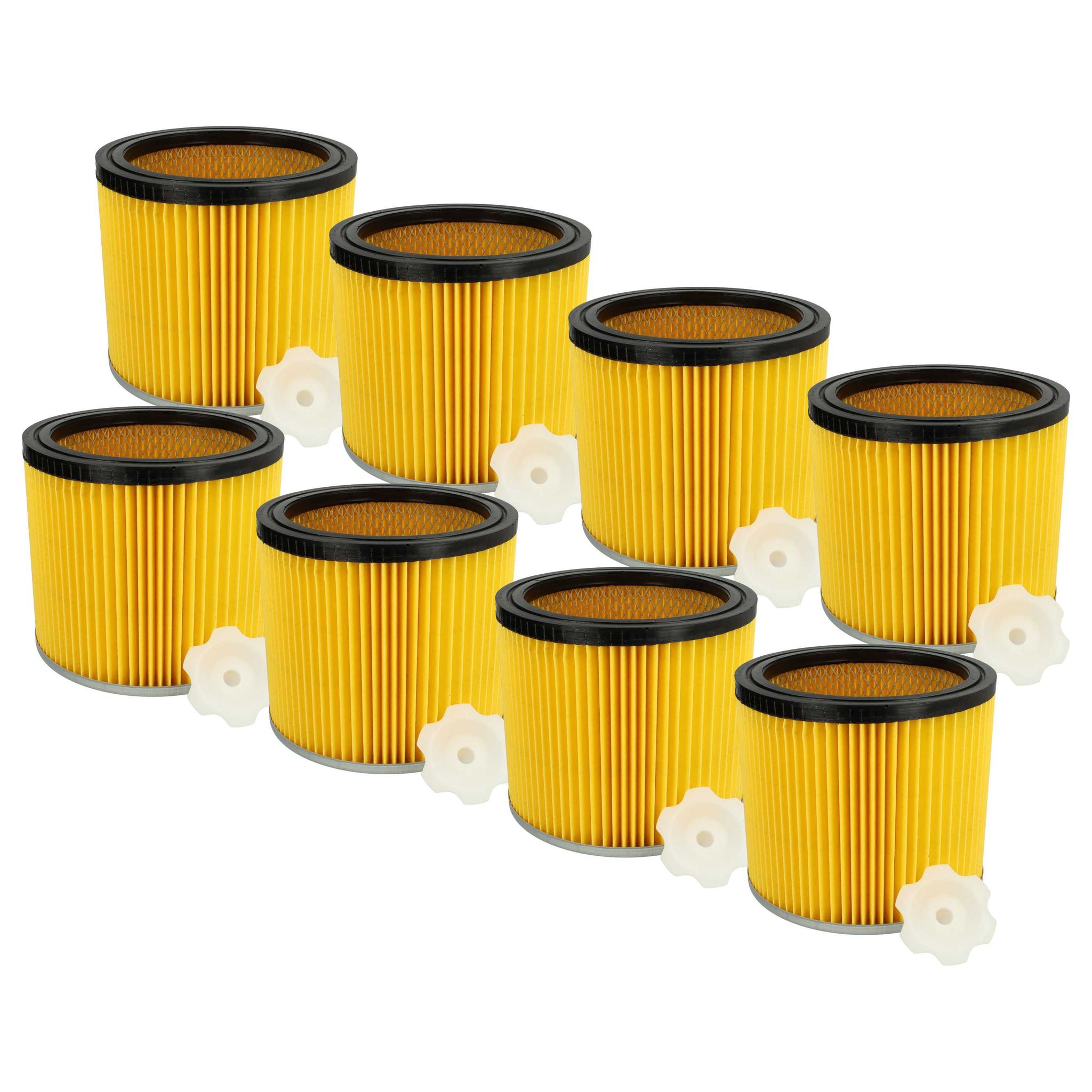 Vhbw 8x Faltenfilter Kompatibel Mit Bosch Pas 1000 Gas 12-30 F Professional, Pas 11-25 F, Pas 11-25 Staubsauger - Patronenfilter Gelb Schwarz Silber