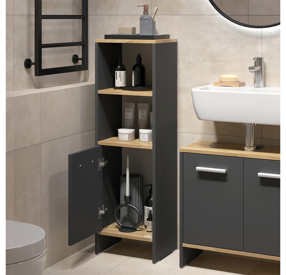 Badezimmermöbel-set Karli, Anthrazit/goldkraft Eiche, 2 Teile, Vicco