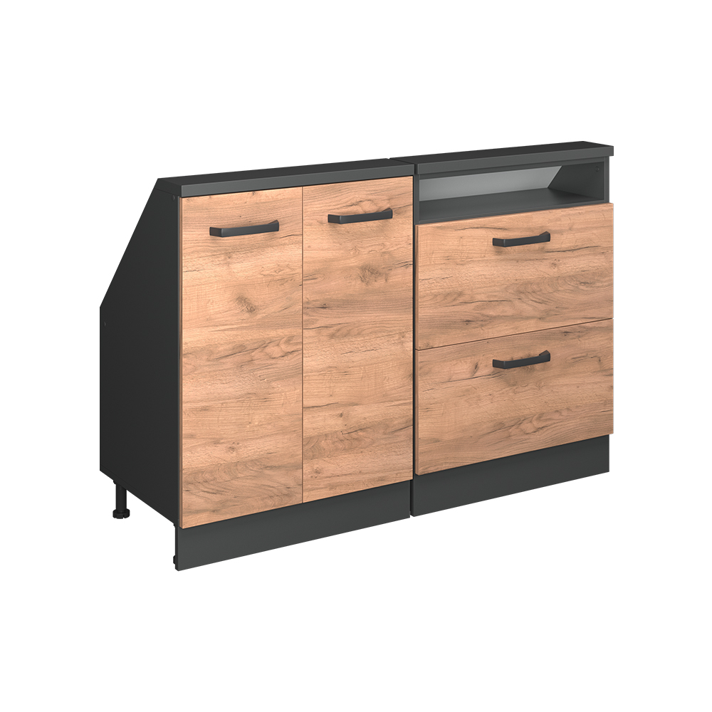 Küchenschrank Für Dachschrägen R-line, Goldkraft Eiche/anthrazit, 120 Cm 2er Set, Vicco