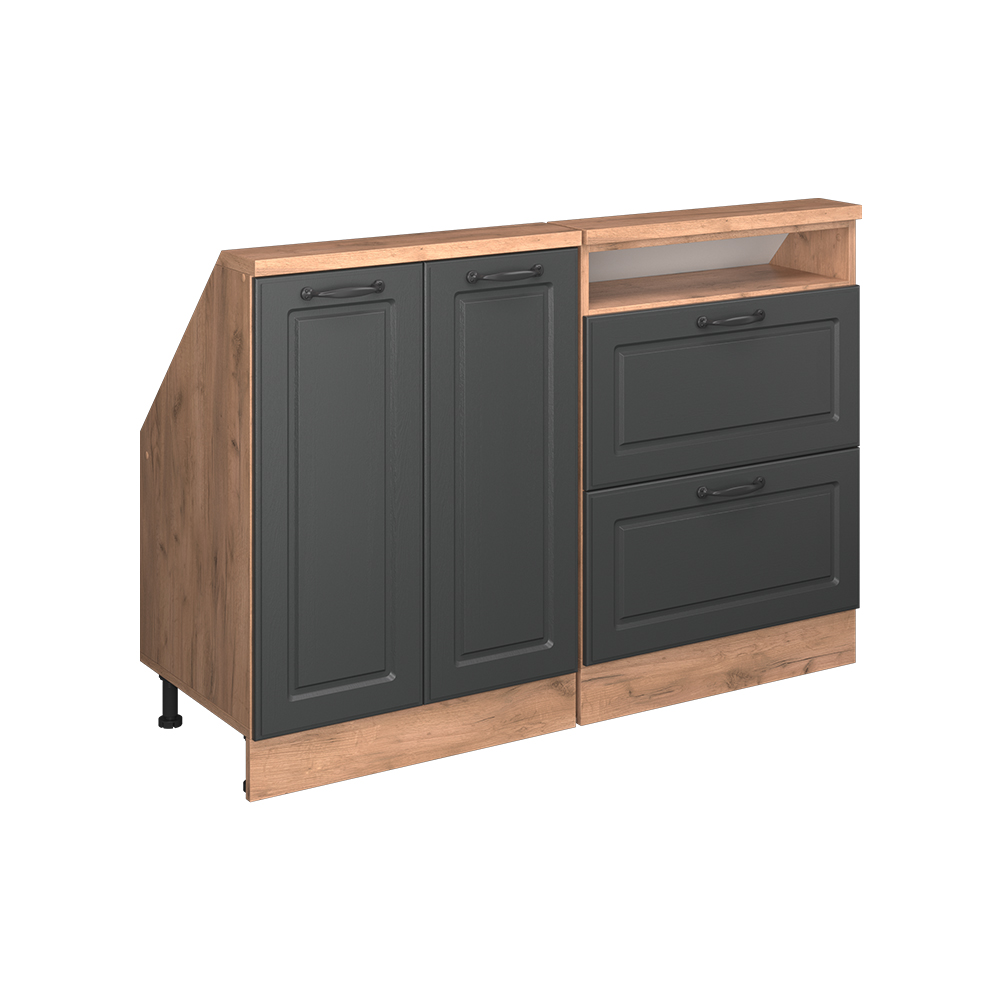 Küchenschrank Für Dachschrägen R-line, Anthrazit Landhaus/goldkraft Eiche, 120 Cm 2er Set, Vicco