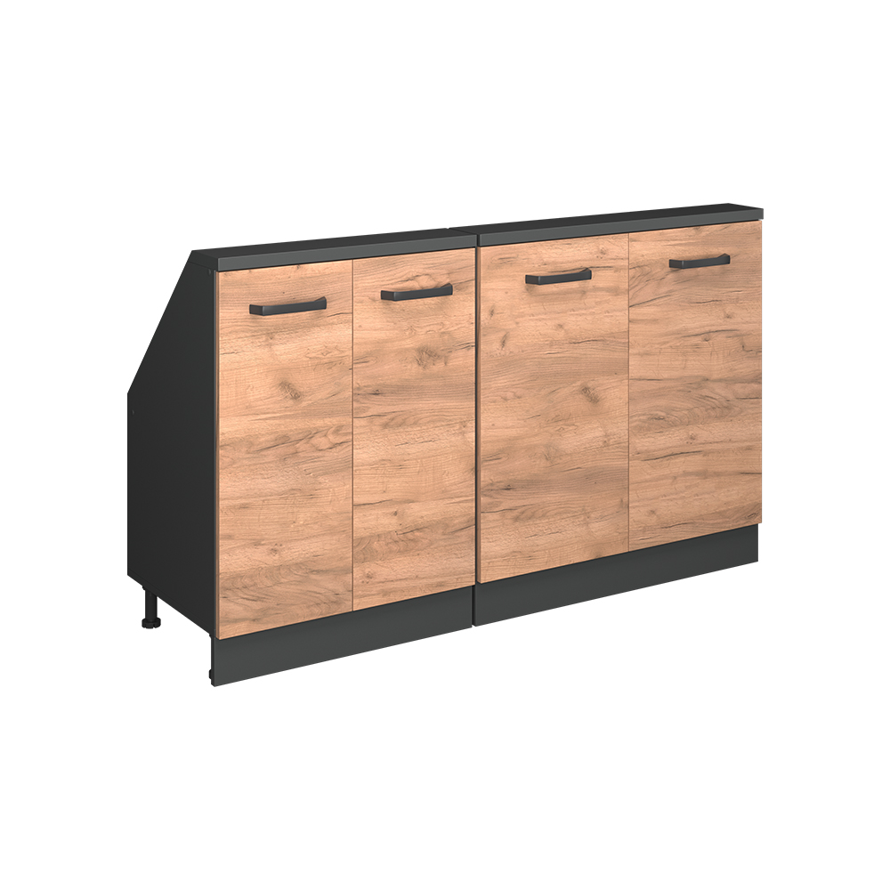 Küchenschrank Für Dachschrägen R-line, Goldkraft Eiche/anthrazit, 140 Cm 2er Set, Vicco