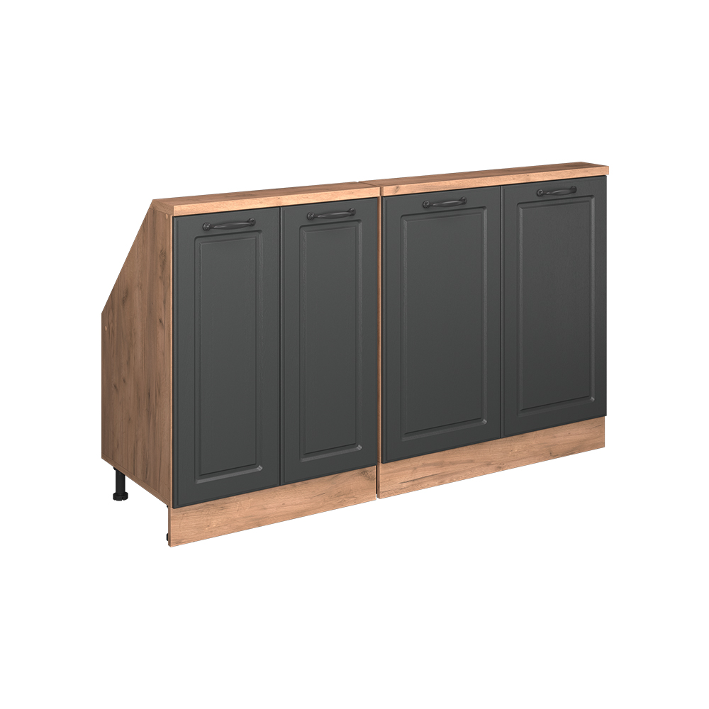 Küchenschrank Für Dachschrägen R-line, Anthrazit Landhaus/goldkraft Eiche, 140 Cm 2er Set, Vicco