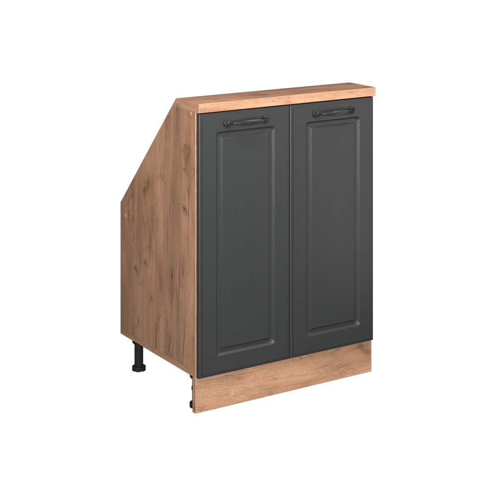 Küchenschrank Für Dachschrägen R-line, Anthrazit Landhaus/goldkraft Eiche, 60 Cm Mit 2 Türen, Vicco