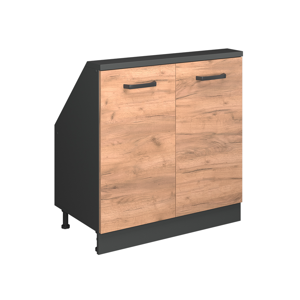 Küchenschrank Für Dachschrägen R-line, Goldkraft Eiche/anthrazit, 80 Cm Mit 2 Türen, Vicco