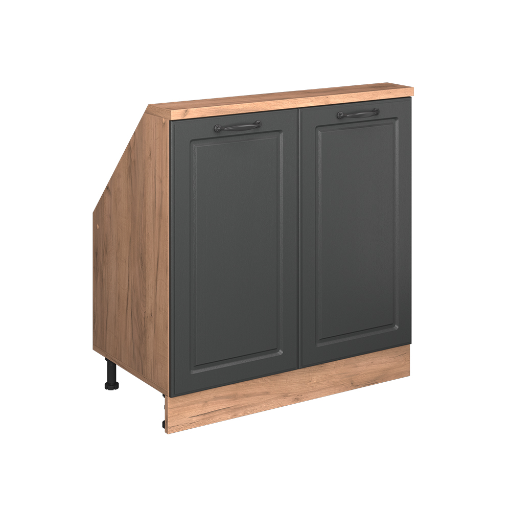 Küchenschrank Für Dachschrägen R-line, Anthrazit Landhaus/goldkraft Eiche, 80 Cm Mit 2 Türen, Vicco