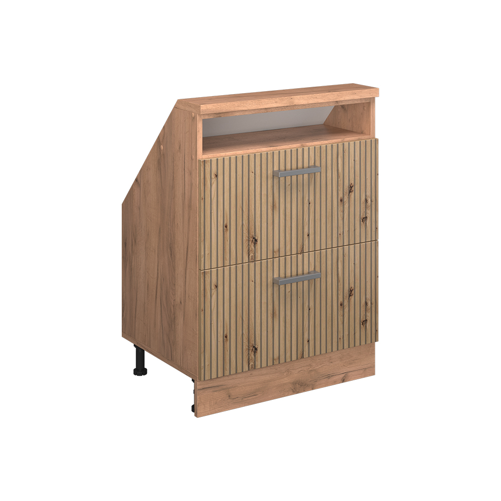 Küchenschrank Für Dachschrägen R-line, Artisan-eiche/goldkraft Eiche, 60 Cm Mit 2 Schubladen, Vicco