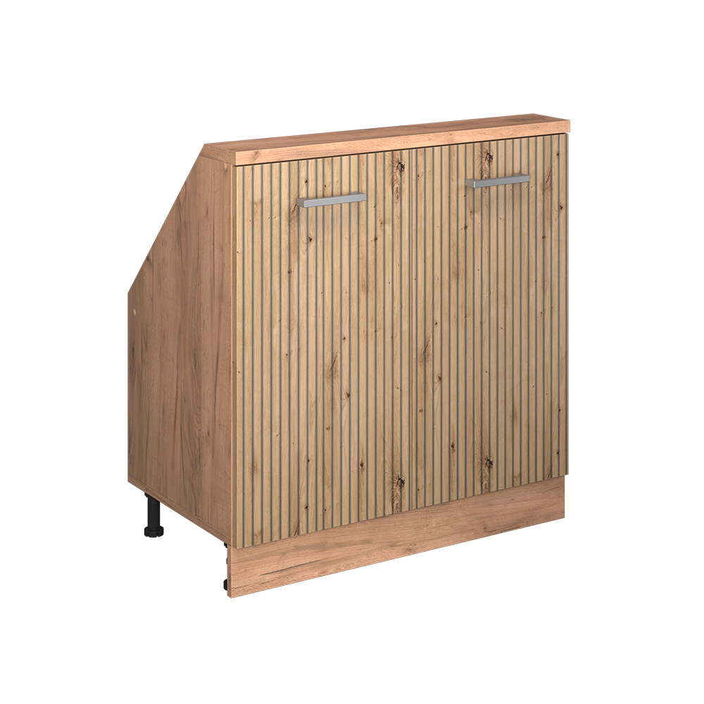 Küchenschrank Für Dachschrägen R-line, Artisan-eiche/goldkraft Eiche, 80 Cm Mit 2 Türen, Vicco